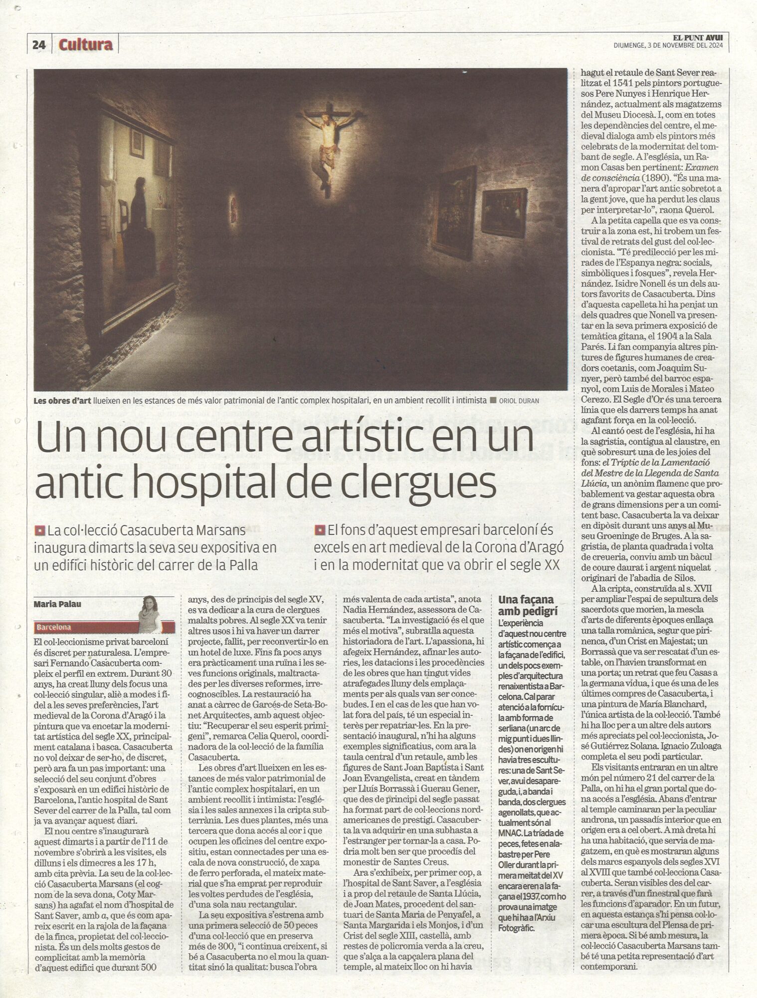 Un nou centre artístic en un antic hospital de clergues – El Punt Avui - Garcés - de Seta - Bonet